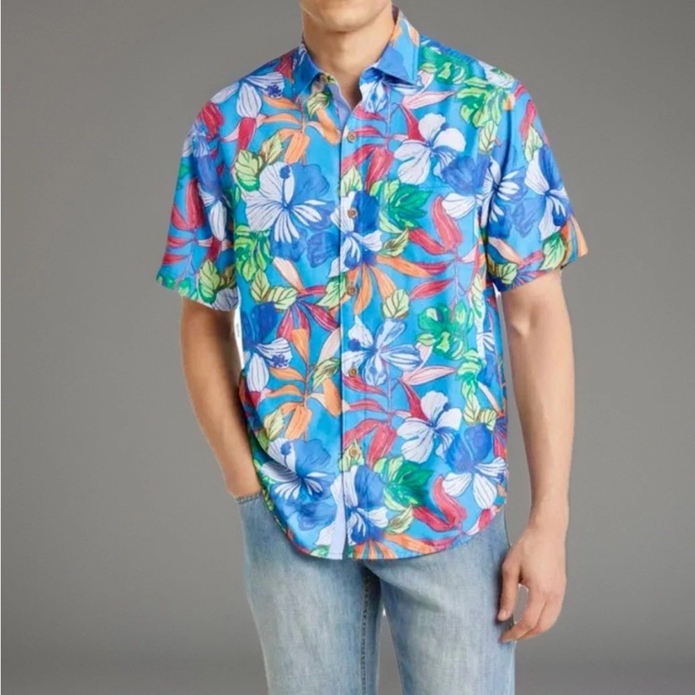 Tommy Bahama IslandZone Coconut Point Luau‎ Camp Hawaiian Floral Shirt XL